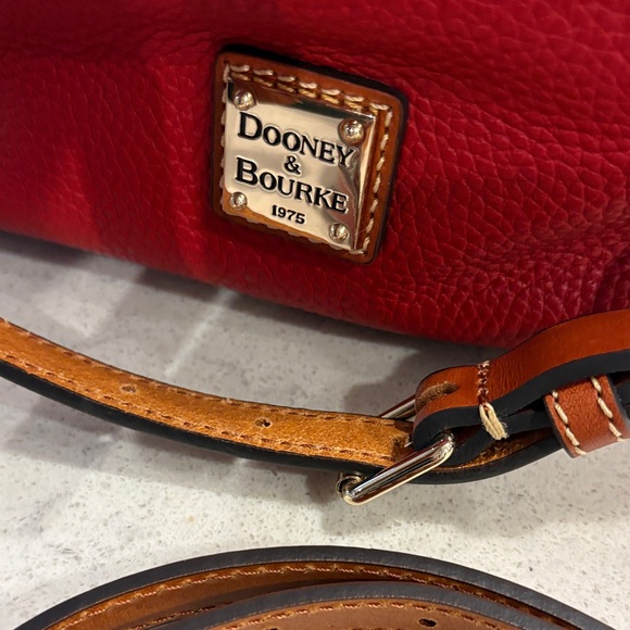 Dooney & Bourke Red and Brown Drawstring Shoulder Bag - Picture 2 of 7